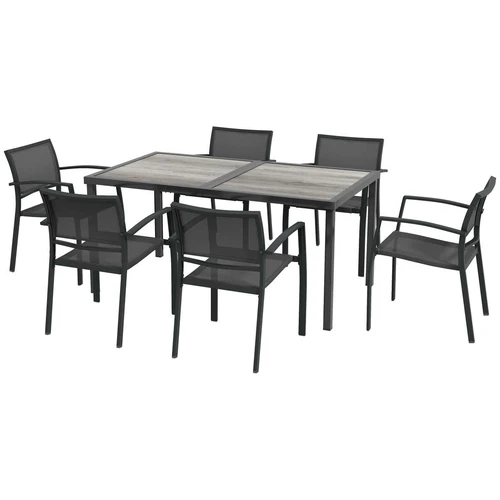Lauko baldų komplektas, 1 stalas ir 6 kėdės, 150 × 87 × 72 cm