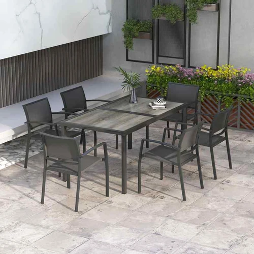 Lauko baldų komplektas, 1 stalas ir 6 kėdės, 150 × 87 × 72 cm - Lauko baldų komplektai