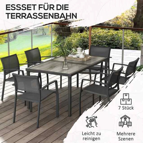 Lauko baldų komplektas, 1 stalas ir 6 kėdės, 150 × 87 × 72 cm - Lauko baldų komplektai