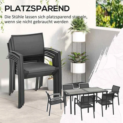 Lauko baldų komplektas, 1 stalas ir 6 kėdės, 150 × 87 × 72 cm - Lauko baldų komplektai