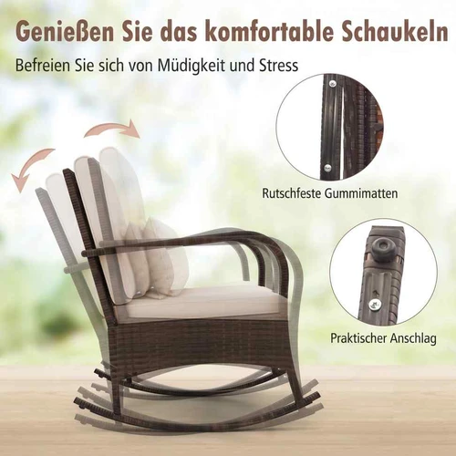 Lauko baldų komplektas, 3 dalių, 2 supamosios kėdės