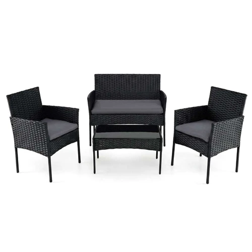 Lauko baldų komplektas, 4 dalių, dvivietis fotelis, 2 kėdės ir stalas