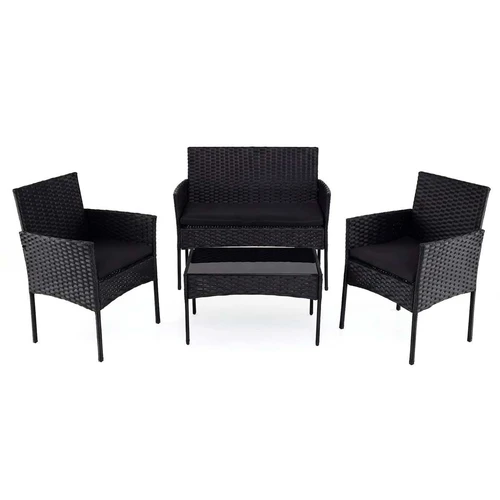 Lauko baldų komplektas, 4 dalių, dvivietis fotelis, 2 kėdės ir stalas