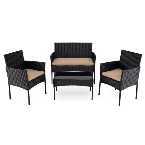 Lauko baldų komplektas, 4 dalių, fotelis, 2 kėdės ir stalas