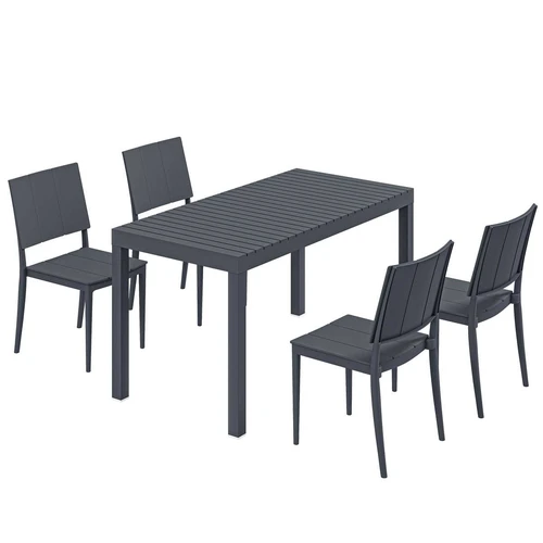 Lauko baldų komplektas, 5 dalių, Pilka, 141,5 × 74,5 × 70,5 cm