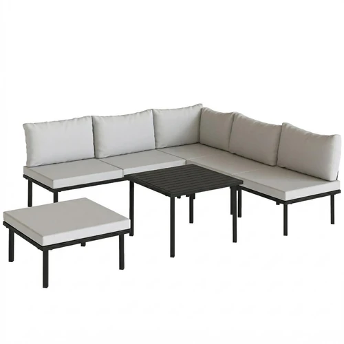 Lauko baldų komplektas, 6 dalių, Pilka/juoda, 234 × 176 × 64 cm