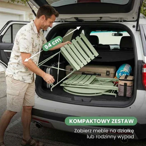 Lauko baldų komplektas ORION, 2 kėdės ir apvalus stalas, žalios spalvos - Lauko baldų komplektai