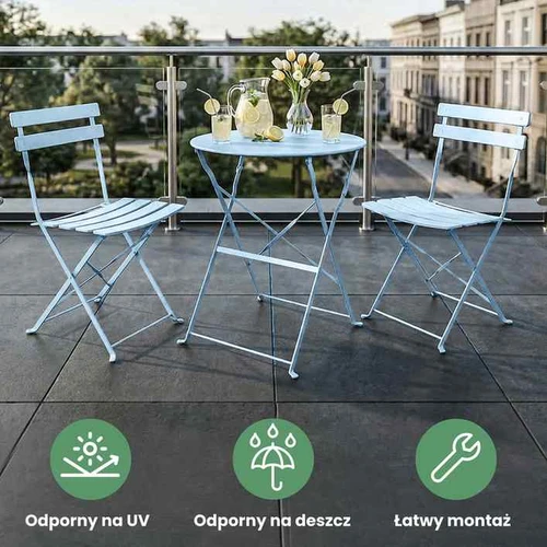 Lauko baldų komplektas ORION, stalas ir 2 kėdės, mėlynos spalvos - Lauko baldų komplektai