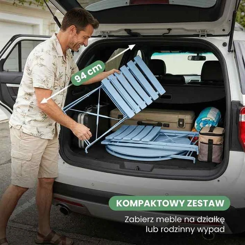 Lauko baldų komplektas ORION, stalas ir 2 kėdės, mėlynos spalvos - Lauko baldų komplektai