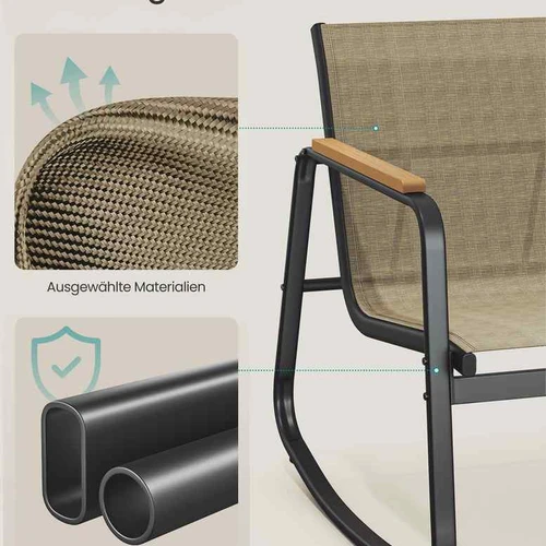 Lauko baldų komplektas SONGMICS GGF0028B01, 2 supamosios kėdės ir stalas, Ruda - Lauko baldų komplektai