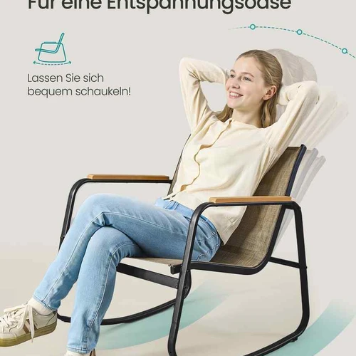 Lauko baldų komplektas SONGMICS GGF0028B01, 2 supamosios kėdės ir stalas, Ruda - Lauko baldų komplektai