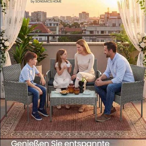 Lauko baldų komplektas SONGMICS GGF004K05, Kėdės, dvivietis suolas ir stalas - Lauko baldų komplektai