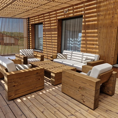 Lauko baldų komplektas ¦ TIMBER 3+2+1+1+stalas - Lauko baldų komplektai