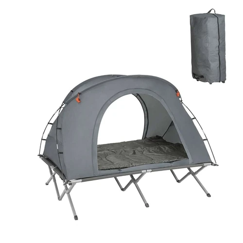 Lauko gultas palapinė 194x145x157cm., pilkos/juodos spalvos