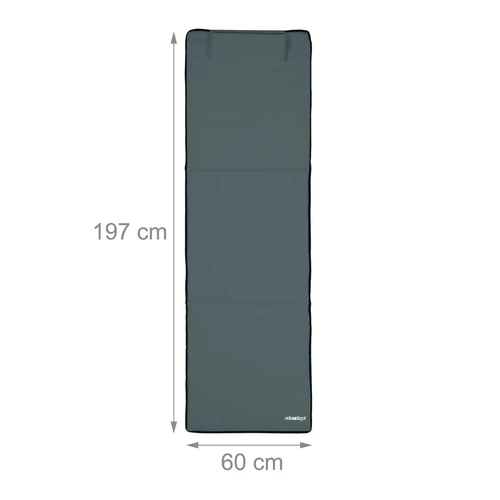 Lauko gultas Relaxdays, 3 padėtys, Pilka/juoda, 60 × 197 × 6 cm - Gultai