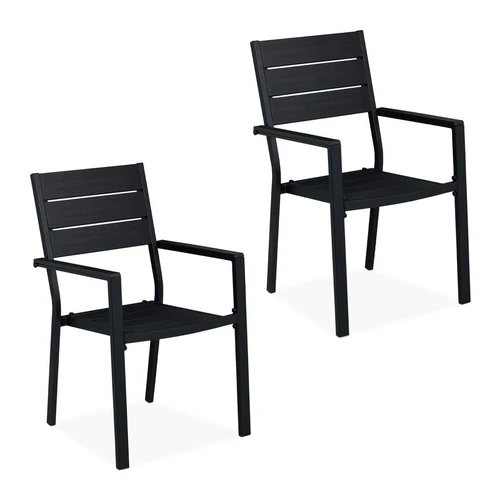 Lauko kėdės Relaxdays 10045713.0, 2 vnt, Juodos, 53,5 × 90 × 59 cm
