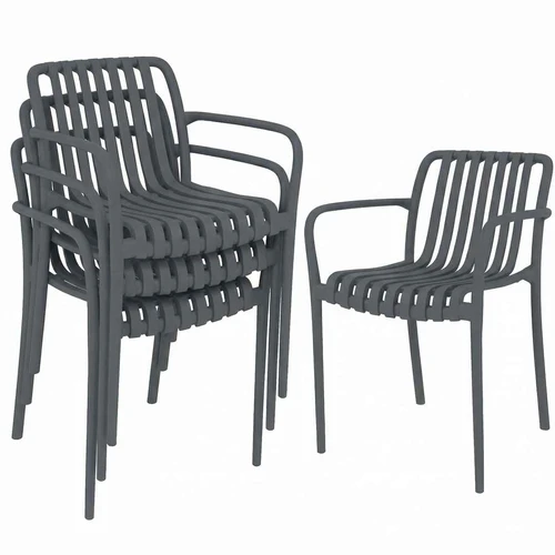 Lauko kėdžių komplektas, 4 vnt, Pilka, 55 × 58,5 × 81,5 cm