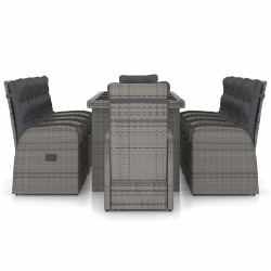Lauko komplektas su pagalvėmis, 11 dalių, pilkas, poliratanas - Lauko baldų komplektai
