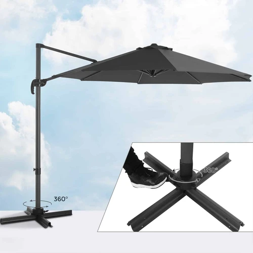 Skėtis su pedalu ir šonine rankena