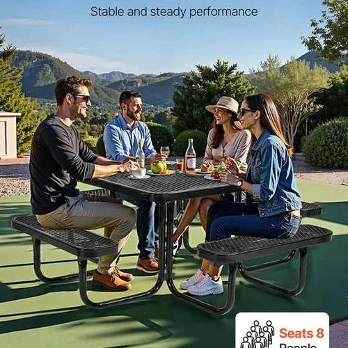 Ilgaamžis lauko stalas su suolais