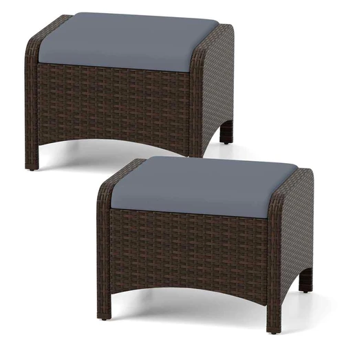 Lauko pufai, 2 vnt, Pilki, 46 × 54 × 39,5 cm