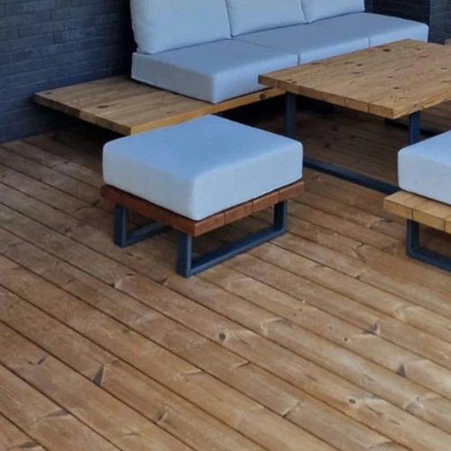 COMFORT lauko pufas iš termo pušies ir metalo