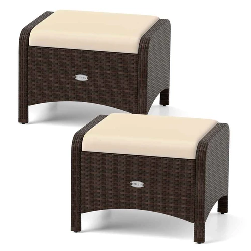 Lauko pufų komplektas, 2 vnt, Ruda, 46 × 39,5 × 54 cm