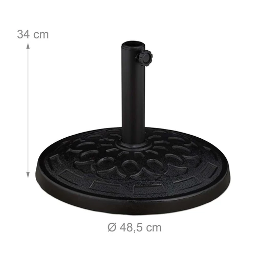 Lauko skėčio pagrindas Relaxdays 10042446.0, 2 adapteriai, Juoda, 48,5 × 34 × 48,5 cm - Lauko skėčiai