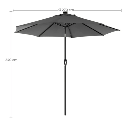 Lauko skėtis 270x240cm., tamsiai pilkos/juodos spalvos - Lauko skėčiai