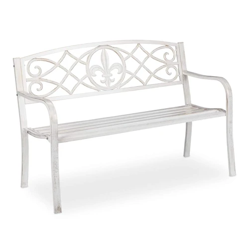 Lauko sodo suoliukas Relaxdays, 2 vietos, Balta, 127 × 86 × 57 cm