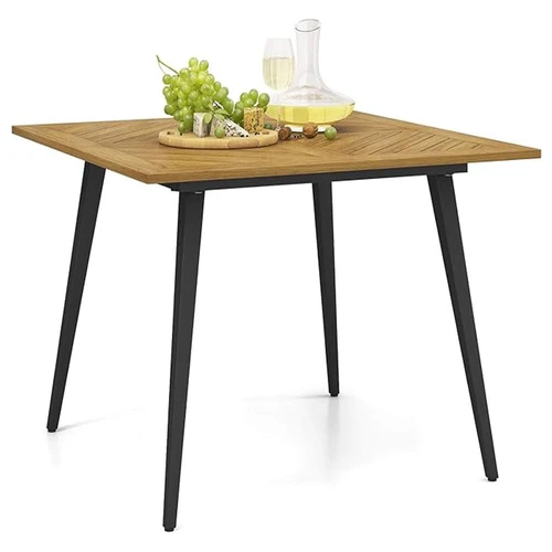 Lauko stalas 107x107x75cm., šviesiai rudos/juodos spalvos