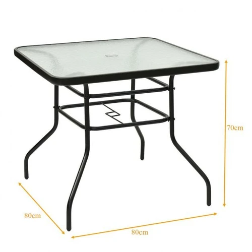 Lauko stalas 81x81x71cm., juodos spalvos