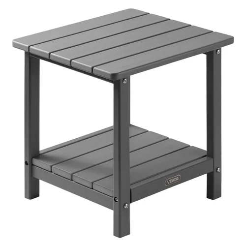 Lauko staliukas iš HDPE, pilkas, 45x38x44 cm, atsparus orui