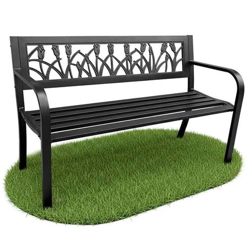 Lauko suolas LISSA, juodos spalvos, 124 × 75 × 50 cm