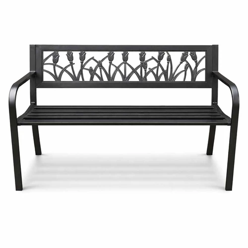 Lauko suolas LISSA, juodos spalvos, 124 × 75 × 50 cm - Suolai, daiktadėžės