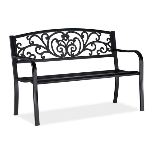 Lauko suolas Relaxdays, Dviem asmenims, Juodas, 127 × 86,5 × 60 cm