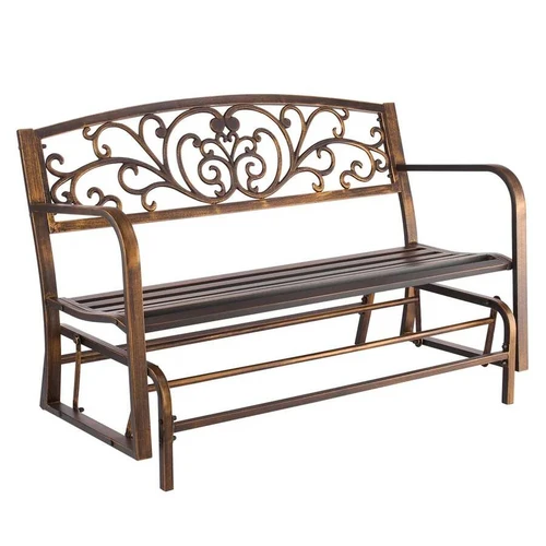 Lauko suoliukas 127 cm, anglinio plieno rėmas, ketaus atlošas, antikvarinė bronza