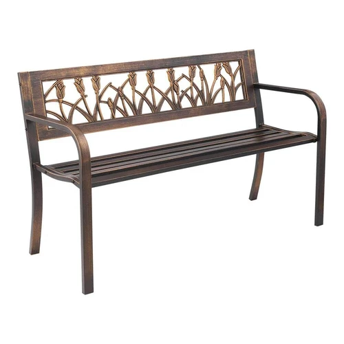 Lauko suoliukas, 127 cm, metalinis rėmas, PVC atlošas, bronzinis