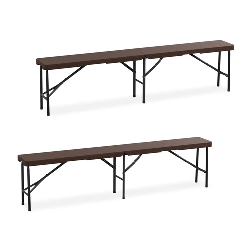 Lauko suolų komplektas Relaxdays 10049568_93, 2 vnt, Ruda/juoda, 180 × 43 × 25 cm