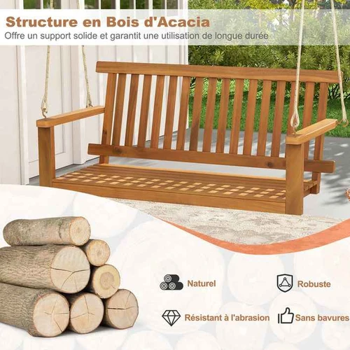 Lauko sūpynės, 2 pakabinimo virvės, 129,5 × 63,5 × 57,2 cm - Supamieji krėslai, supynės