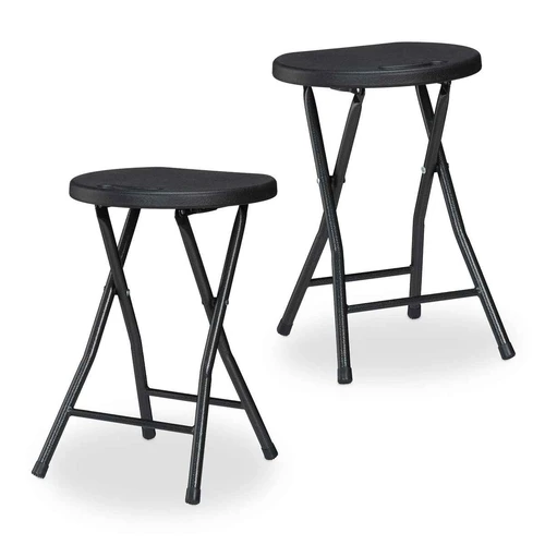Lauko taburetės Relaxdays 10049604_46, 2 vnt, Juoda, 46 × 31 × 30 cm