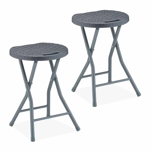 Lauko taburetės Relaxdays, 2 vnt, Pilkos, 32 × 46 × 29 cm