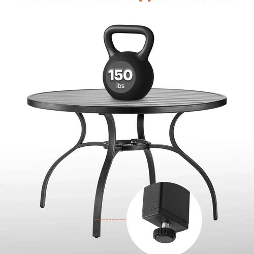 Lauko bistro stalas – apvalus, 120 cm, juodas
