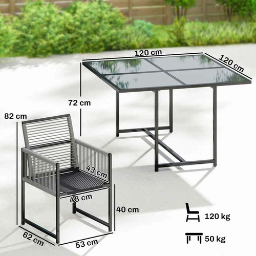 Lauko valgomojo komplektas, 5 dalių, 120 × 120 × 72 cm - Lauko baldų komplektai