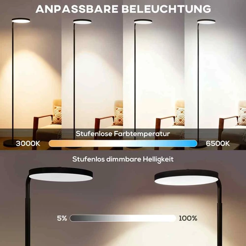 LED toršeras, Juoda, 41 × 25 × 166–177 cm - Toršerai
