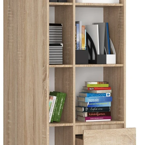 Kokybiška ąžuolinė knygų lentyna su stalčiais