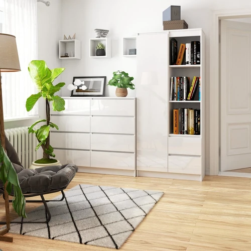 Stelažas su traukiamais stalčiais ir išėjimo užraktu