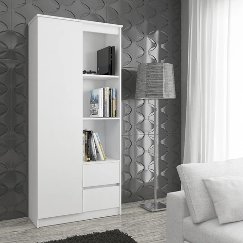 Estetiška knygų spinta su atsparia dilimui plokšte ir ABS briaunomis