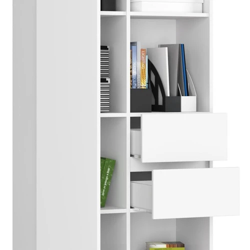 Universalus baltos spalvos knygų spintos modelis biurui