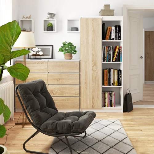 Lengvai surinkiama knygų spinta su pristatymo vadovu